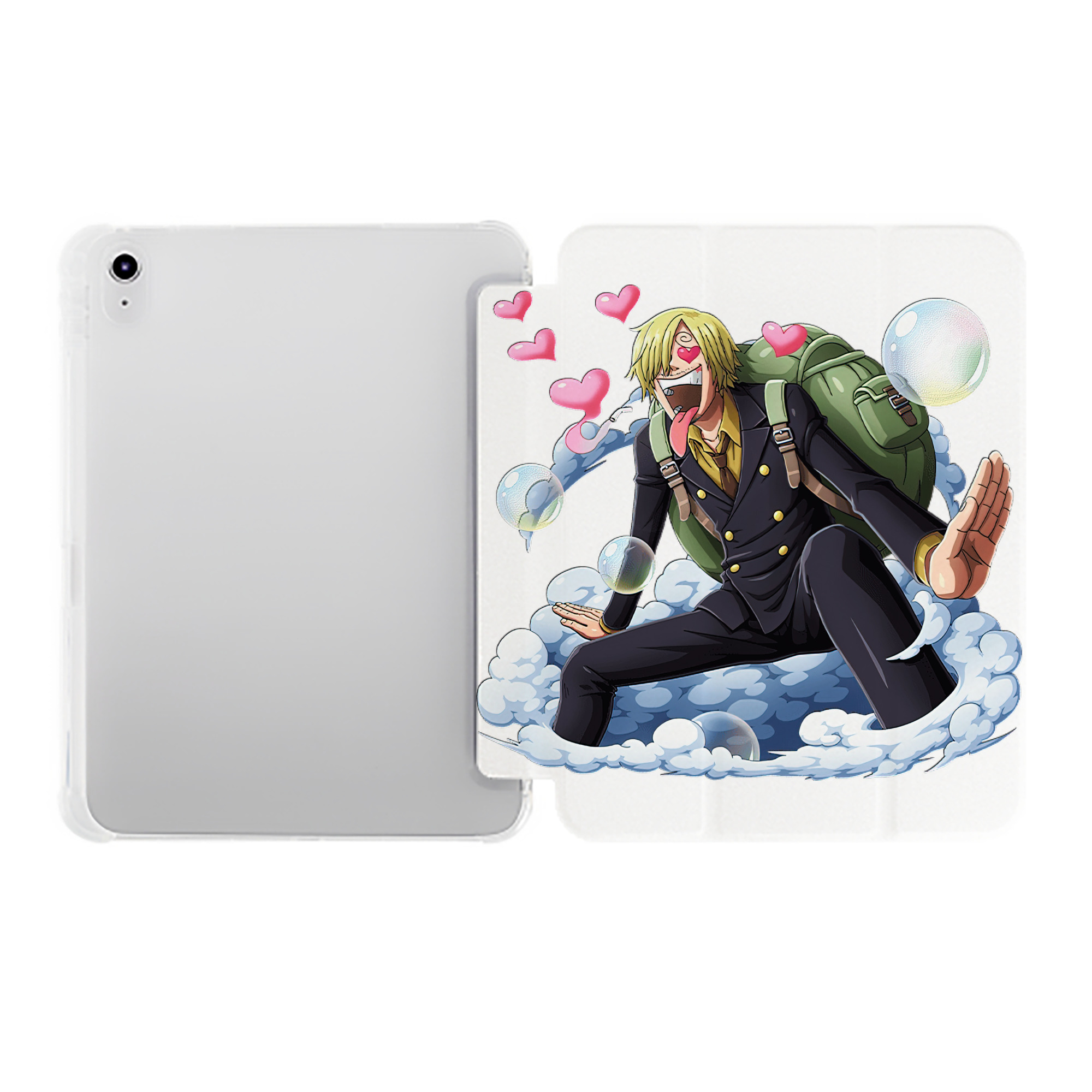 （画像用） ワンピース サンジ ONE PIECE Sanji IPad ケース ペン収納付き 三つ折りスタンド PUレザー×シリコン 対応機種9.5/10.5/10.9インチ